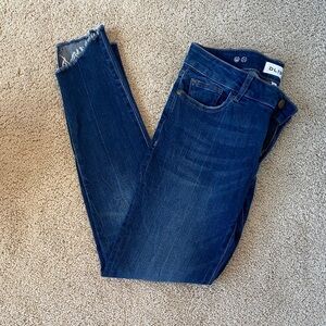 DL1961 Dark Blue Ankle Skinny Jeans with Frayed Hem